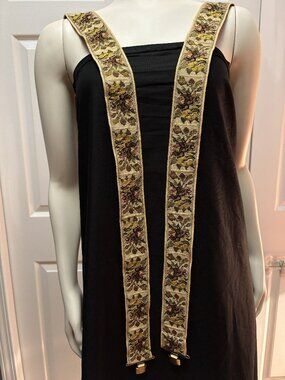 Vintage Floral Tapestry Clip Suspenders Braces 44” Brown, Green and Burgundy